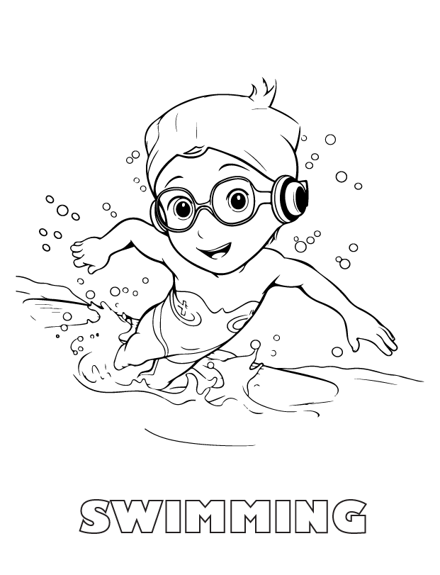 swimming coloring page